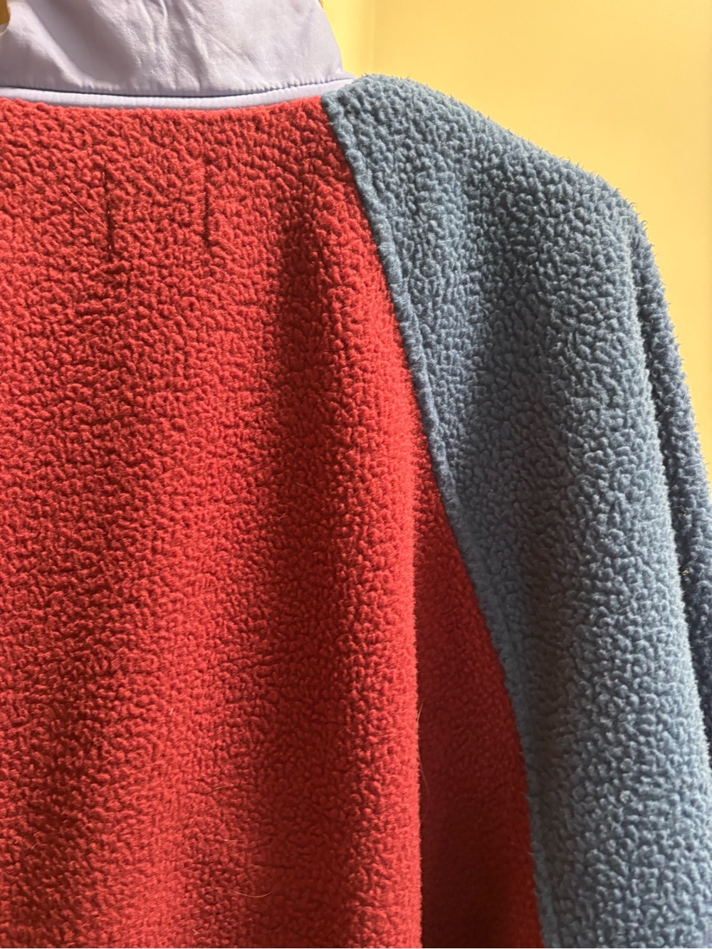 Women’s color blocked Fleece Jacket - Red & Light Blue